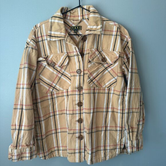 TAXI Plaid Yellow Shacket Womens Small - Picture 1 of 6